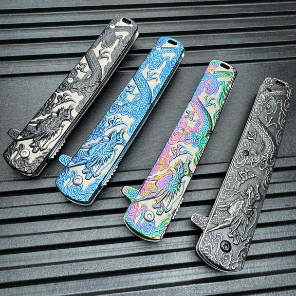 Dragon Engraved Spring Assisted Pocket Knife Dragon Engraved Spring Assisted Pocket Knife