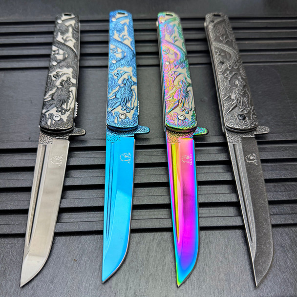 Dragon Engraved Spring Assisted Pocket Knife Dragon Engraved Spring Assisted Pocket Knife