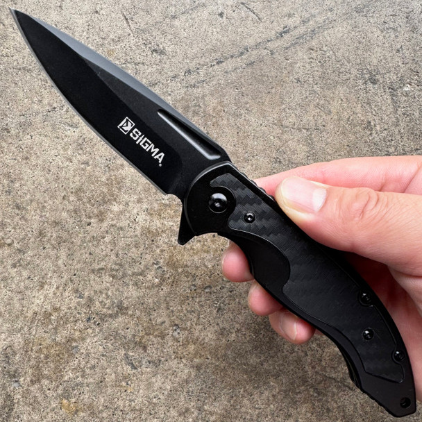 Sigma Outdoor Tactical Ball Bearing Assisted Pocket Knife w Carbon Inlay