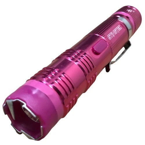 PINK Tactical Stun Gun Flashlight + Pocket Knife + Pepper Spray Self Defense KIT
