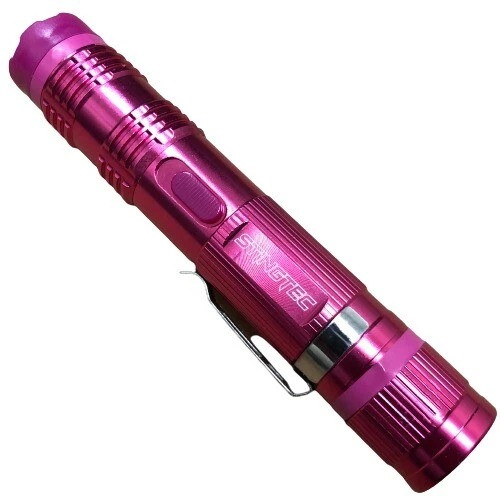 PINK Tactical Stun Gun Flashlight + Pocket Knife + Pepper Spray Self Defense KIT