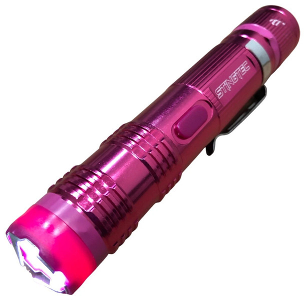 PINK Tactical Stun Gun Flashlight + Pocket Knife + Pepper Spray Self Defense KIT