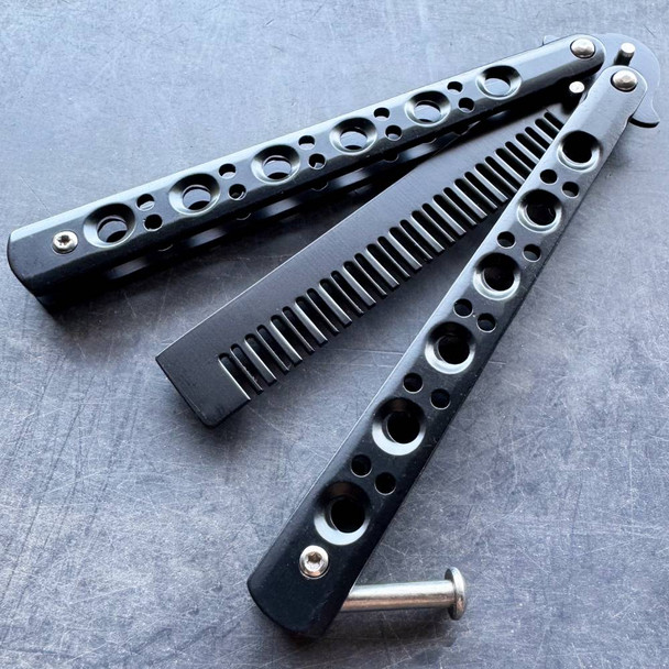 Comb Brush Butterfly Balisong Trainer Blade Knife