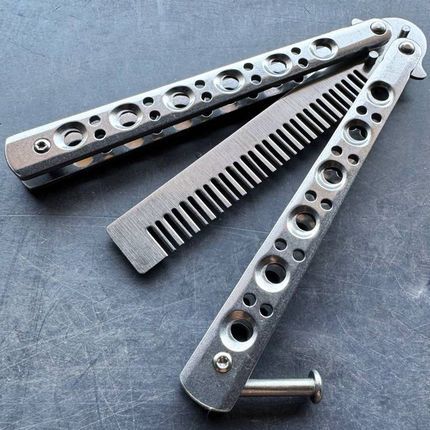 Comb Brush Butterfly Balisong Trainer Blade Knife