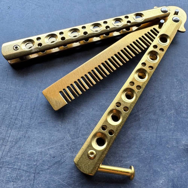 Comb Brush Butterfly Balisong Trainer Blade Knife