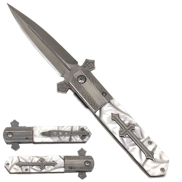 9" Celtic Cross Spring Assisted Pocket Knife