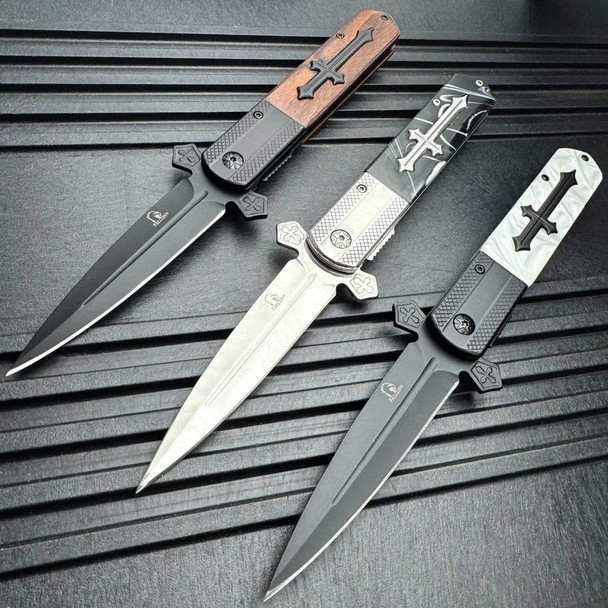 9" Celtic Cross Spring Assisted Pocket Knife