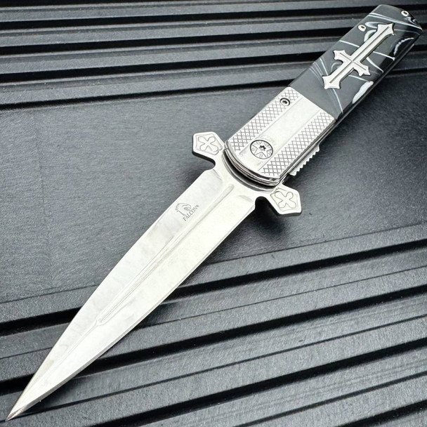 9" Celtic Cross Spring Assisted Pocket Knife