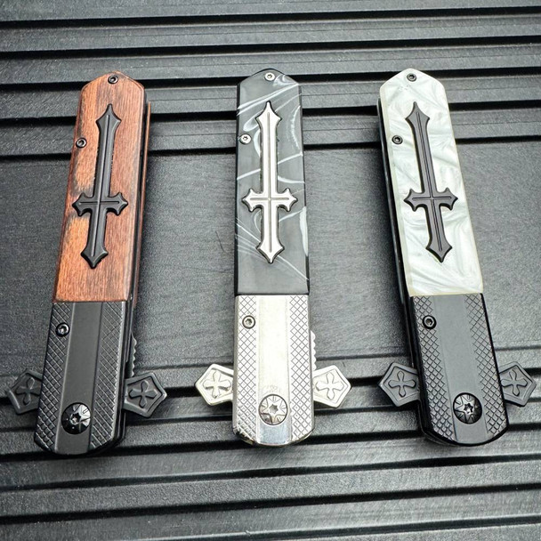 9" Celtic Cross Spring Assisted Pocket Knife