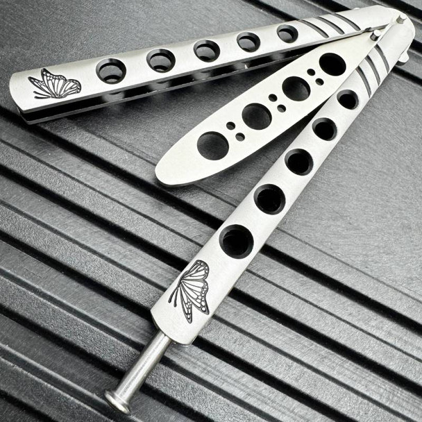 Practice Balisong Silver Blade Trainer