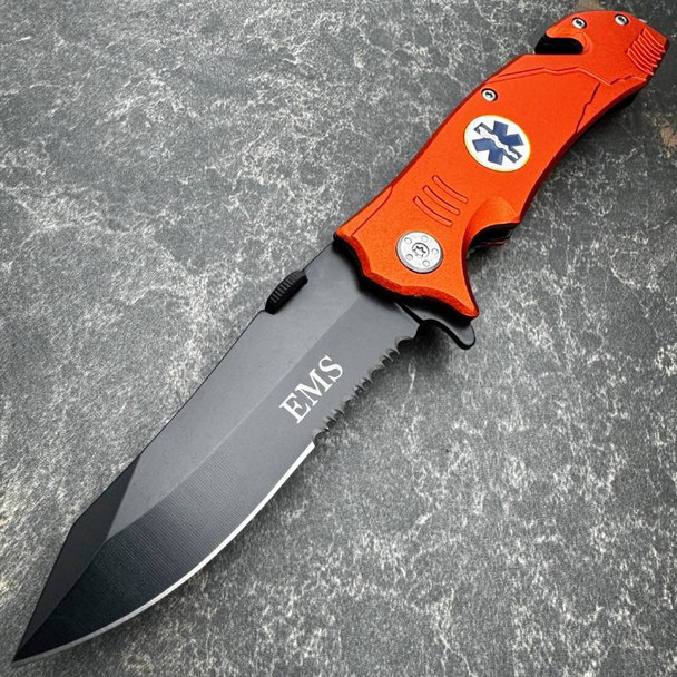 8″ EMS EMT Spring Assisted Rescue Pocket Knife