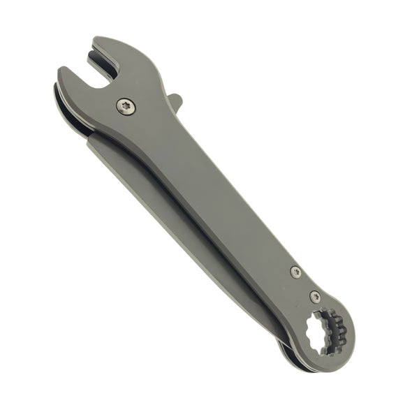 7.75" Grey Wrench Folding Pocket Knife Multi Tool