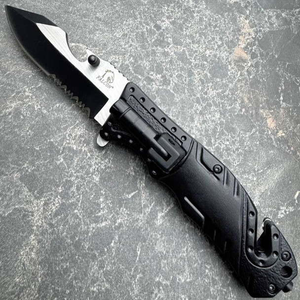7" Multi Tool LED Light Spring Assisted Rescue Pocket Knife