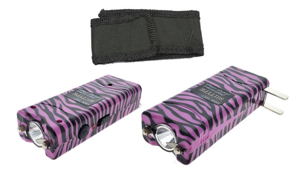 5000K Volt Stun Gun Rechargeable LED light Self Defense PINK ZEBRA