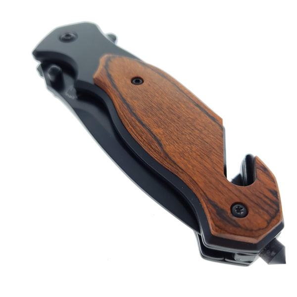 Falcon 8" Rescue Wood handle Spring Assisted Knife