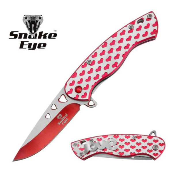 6.75" Ladies Red HEARTS Love Pocket Knife