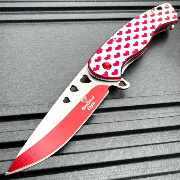 6.75" Ladies Red HEARTS Love Pocket Knife