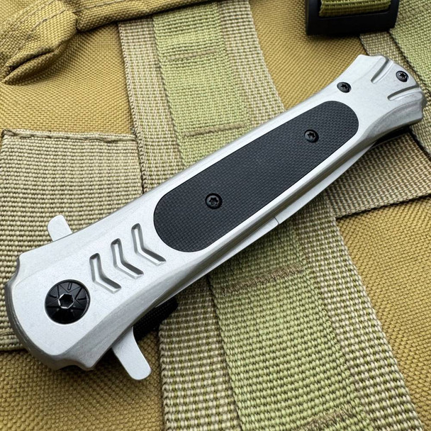 8.75" Heavy Duty Grey Shark Milano Stiletto Style Pocket Knife