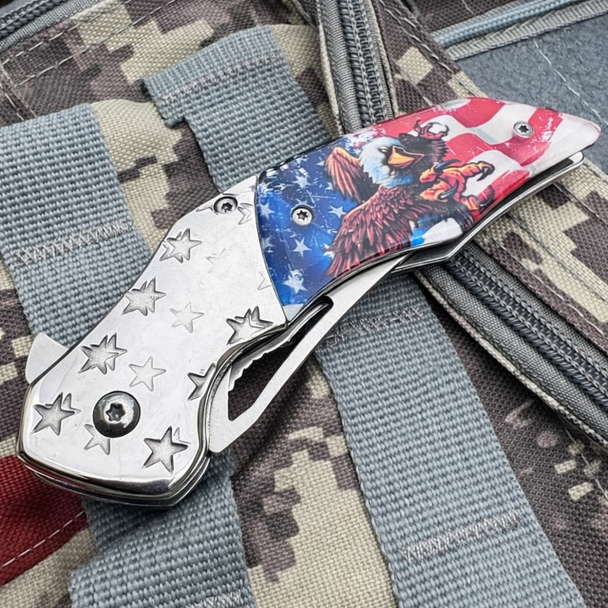 8″ Spring Assisted Folding Knife American Flag/Eagle