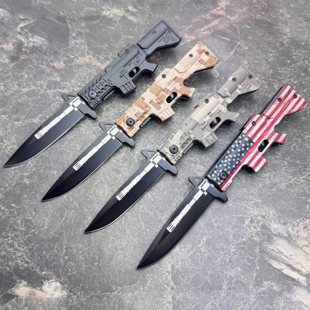 Tactical Rifle Style Gun Pocket Knife