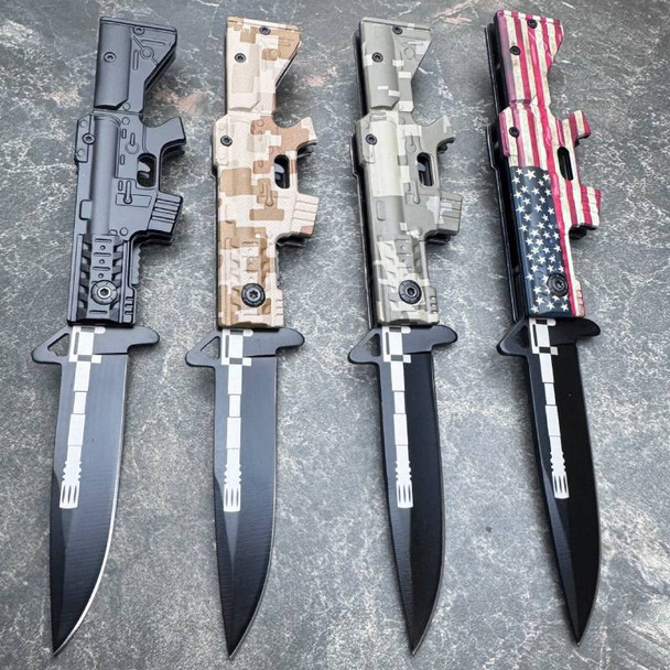 Tactical Rifle Style Gun Pocket Knife