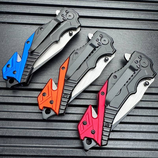  8" Rescue Pocket Knife (Firefighter, Police, EMT)