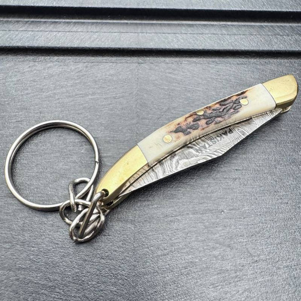 Damascus Key Chain Knife