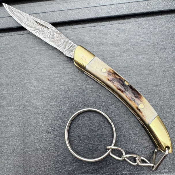 Damascus Key Chain Knife