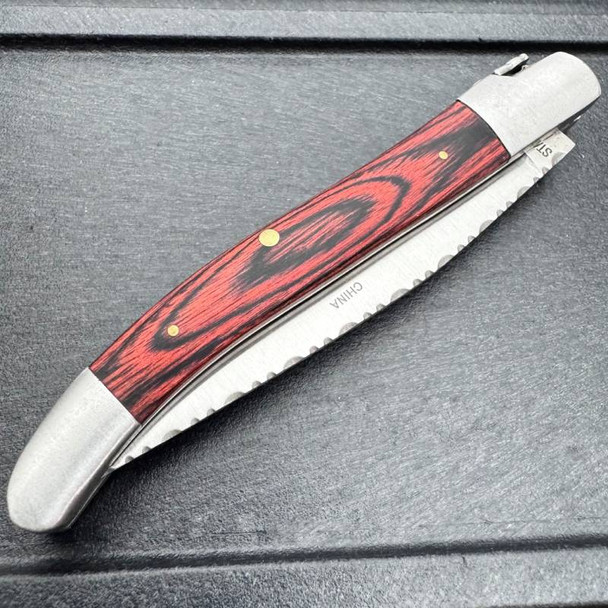 Rite Edge French Style Folder Red Pakkawood Handle Pocket Knife