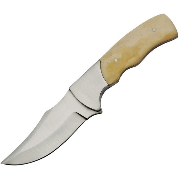 Clip Point Blade Fixed Blade with White Smooth Bone Handle
