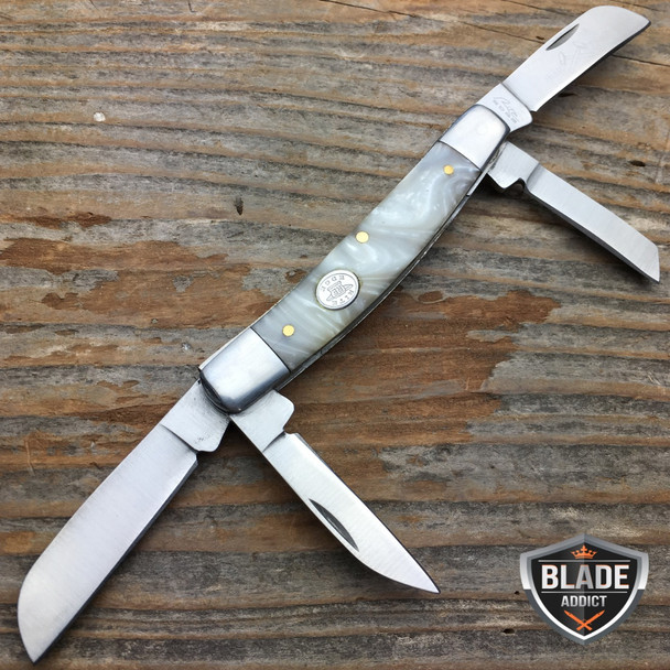 3.5" MEDIUM GRAND DAD'S ABALONE PURPLE  PEARL FOUR BLADE CONGRESS FOLDING POCKET KNIFE NEW