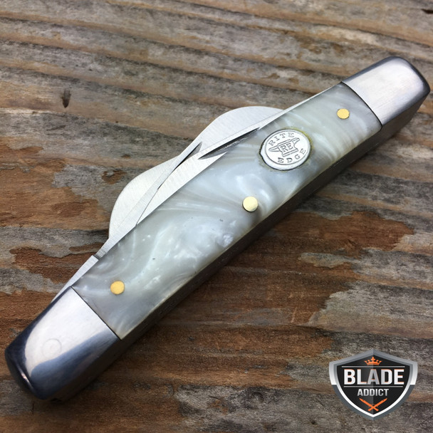 3.5" MEDIUM GRAND DAD'S ABALONE PURPLE  PEARL FOUR BLADE CONGRESS FOLDING POCKET KNIFE NEW