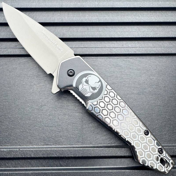 Midnight Ops Tac Skull Spring Assisted Pocket Knife