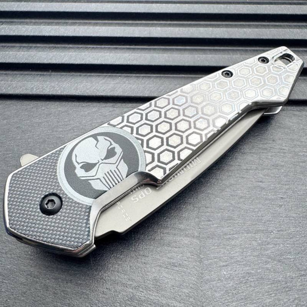 Midnight Ops Tac Skull Spring Assisted Pocket Knife