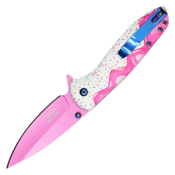 Sweet Treats - 7.5" Pink Frosted Donut Sprinkles Pocket Knife