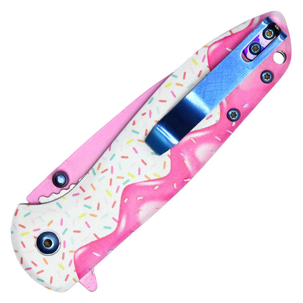 Sweet Treats - 7.5" Pink Frosted Donut Sprinkles Pocket Knife
