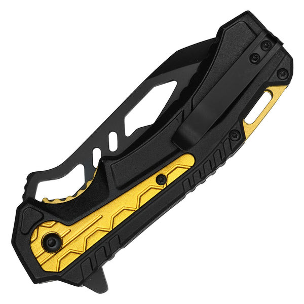 Wartech - 8.25” Tactical Yellow & Black | Spring Assisted Pocket Knife