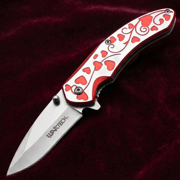 7" Red Hearts Pocket Knife