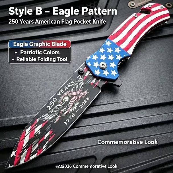Land Of The Free Statue Of Liberty USA American Flag Patriotic Pocket Knife
