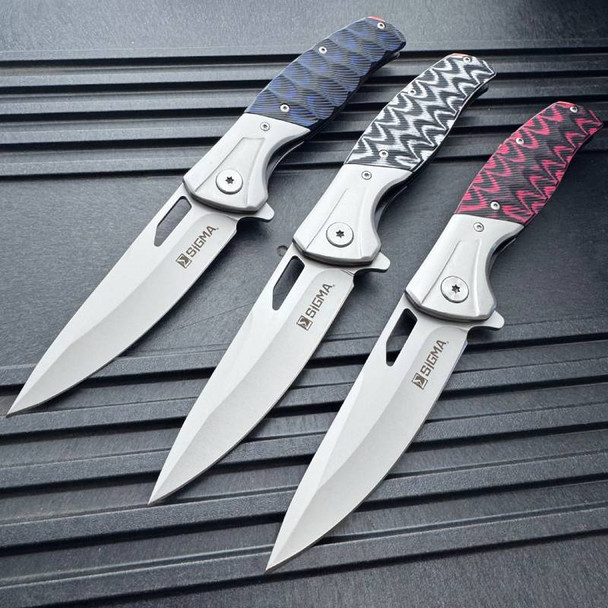 Sigma Ball Bearing Flipper Knife - Micarta Handle