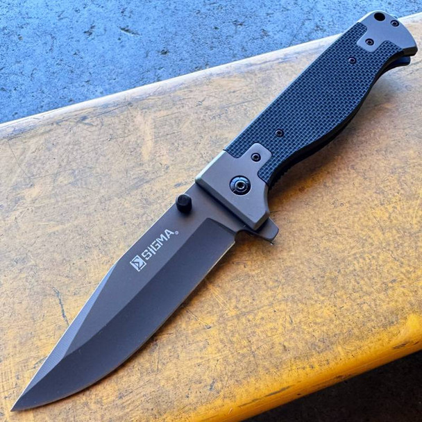 Sigma Ball Bearing Flipper Knife - Military G10 Folding Pocket Knife