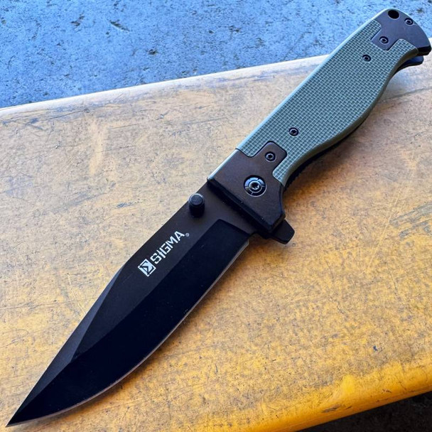Sigma Ball Bearing Flipper Knife - Military G10 Folding Pocket Knife