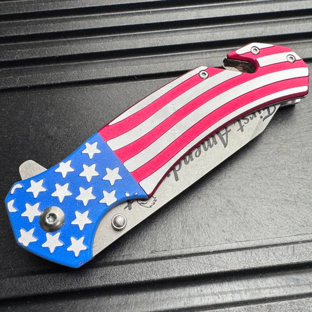 First Amendment Spring Assisted USA FLAG Folding Pocket Knife