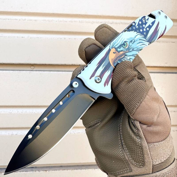 5" USA Eagle Spring Assisted Folding Pocket Knife