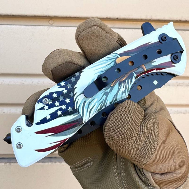 5" USA Eagle Spring Assisted Folding Pocket Knife