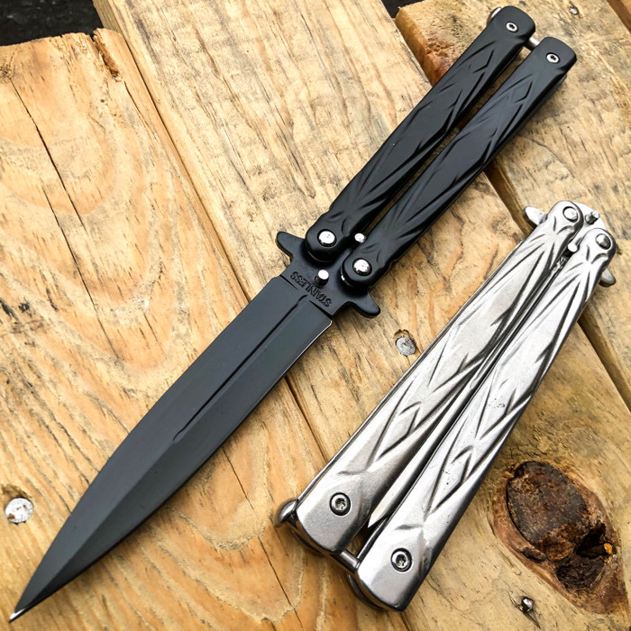 BMK-400 Silver spotted 12 Blade High Carbon Balisong butterfly ...
                                            </div>
                                            <div class=