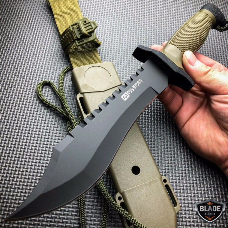 12" TACTICAL BOWIE SURVIVAL HUNTING KNIFE w/ SHEATH MILITARY Combat