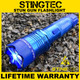 STINGTEC BLUE METAL Stun Gun MAX POWER Rechargeable LED Flashlight w/ Case NEW