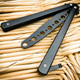 High Quality Practice BALISONG METAL BUTTERFLY Dull BLADE Trainer Knife BLACK