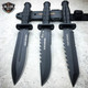 3 PC 12" TACTICAL BOWIE SURVIVAL HUNTING KNIFE MILITARY DAGGER Fixed Blade SET